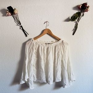 Crepe Off Shoulder Bell Sleeve Top